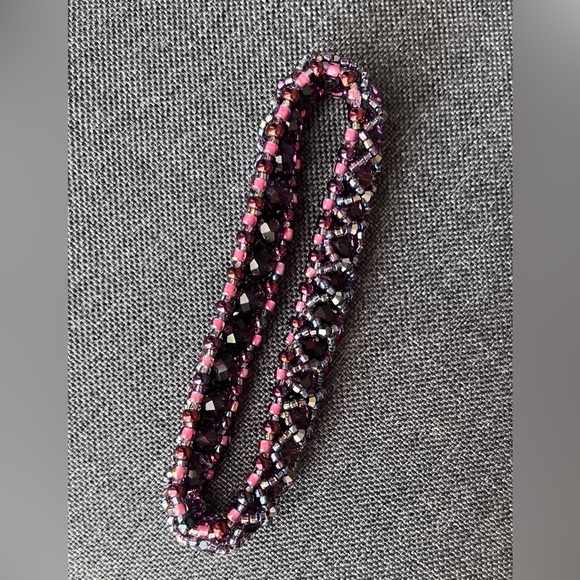 Handmade Looking Glass Bracelet in Shades of Purple - Picture 2 of 2